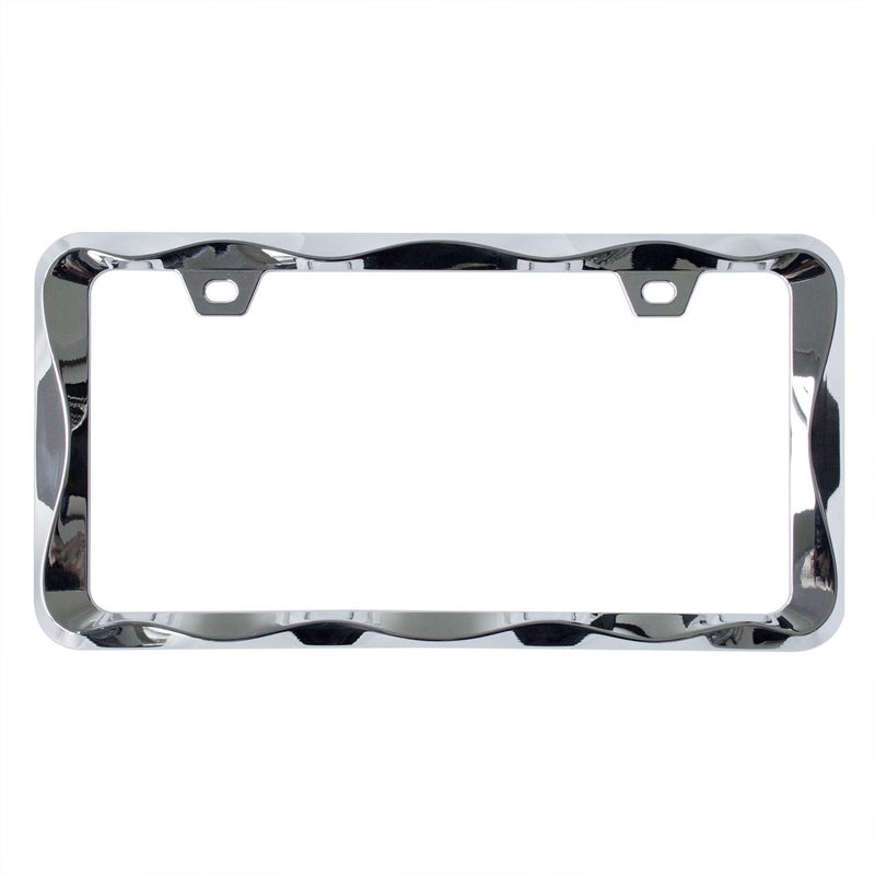 creathome 2Pcs Creathome 3D Curly Wave Pattern Chrome License Plate Frame from Pure Zinc Alloy Metal - Image 3